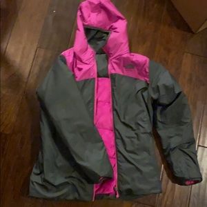 Pink and Black Reversible North Face Cloat